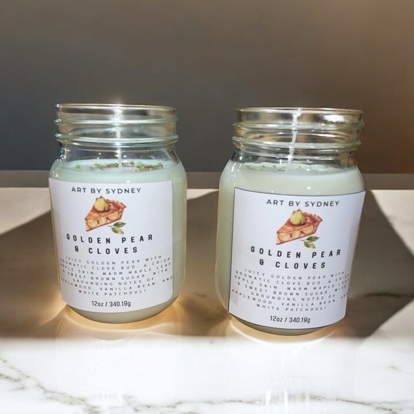 Low start ‼️Golden Pear & Cloves 12oz Candle Hand Crafted - Picture 4 of 4